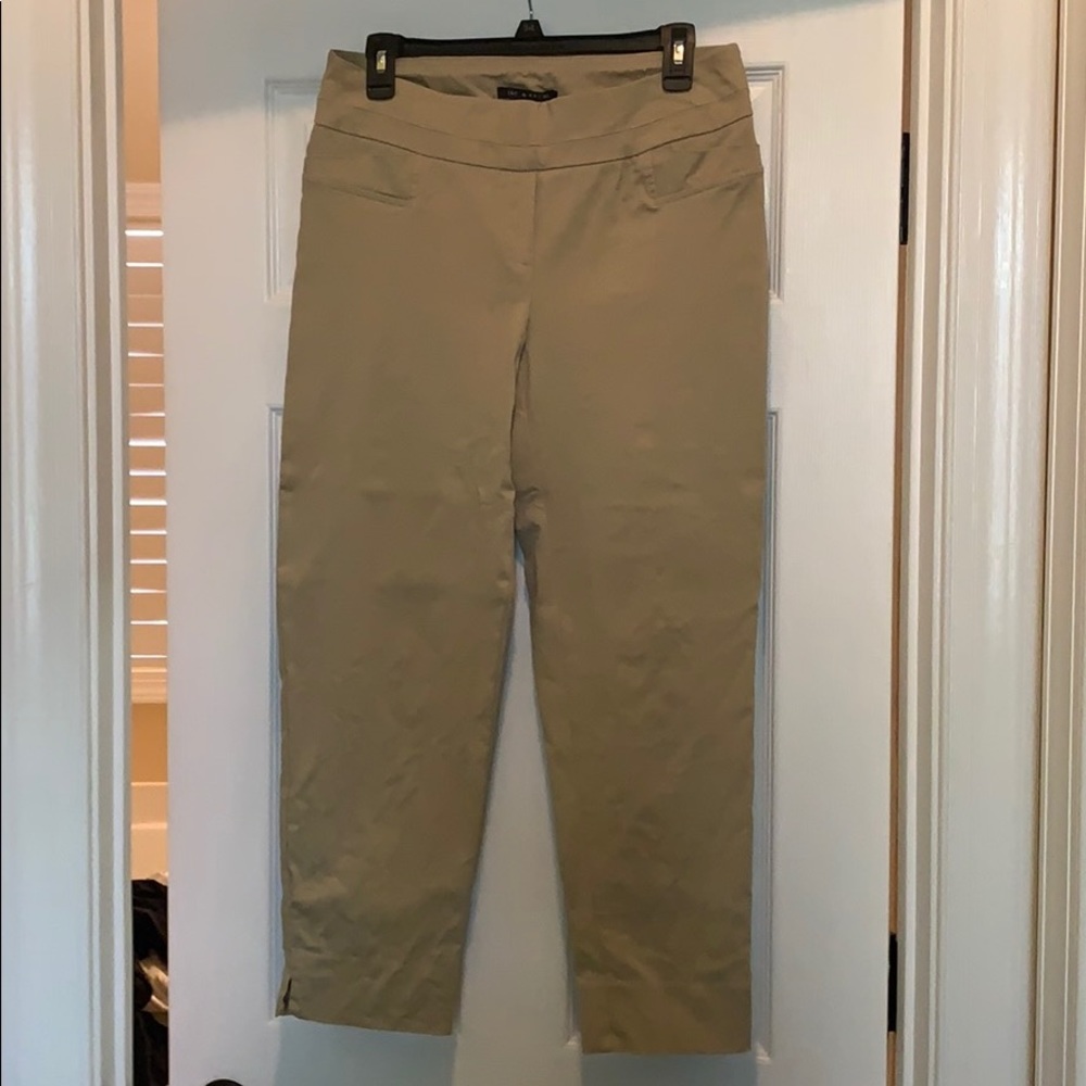 Khaki stretchy crop pant